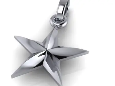 FIVE 5 POINT STAR PENDANT NECKLACE CHARM BRACELET 3D print model