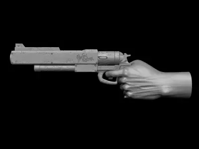 Gun with Hand 02 3D Model 3D print model