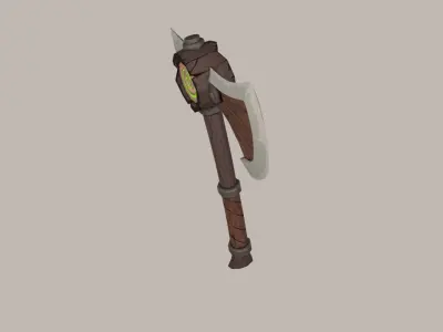Wooden axe Low-poly 3D model 2