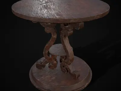 Medieval Antique Three Legged Table Low-poly 3D model