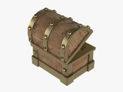 Treasure Chest with Gold Bars 3D model
