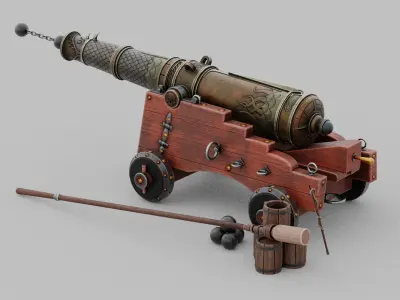 O Kit 01 Cannon Kit 02 of 05 cursed sea cannon Low-poly 3D model