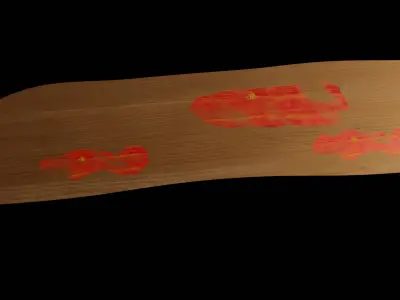 Dirty wooden piece  with red paint  Free low-poly 3D model