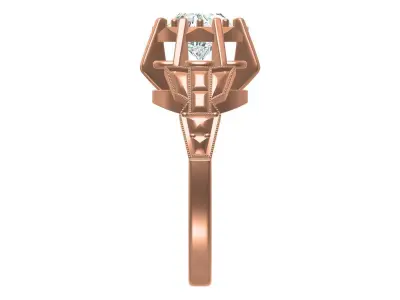 Single Round Stone Cocktail Ring 3D print model