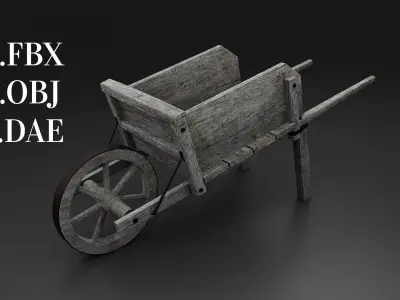 Several medieval assets medieval home and wheelbarrow 3D Model Pack