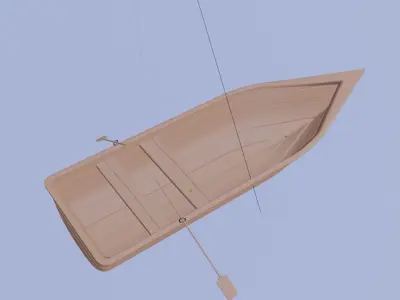 boat lowpoly wooden 3D model
