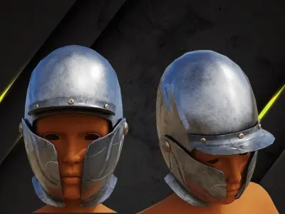 Helmet medieval lowpoly game asset Low-poly 3D model