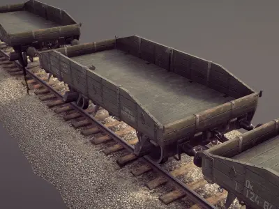 Armored Train JDP20TU railway platform 18T Low-poly 3D model