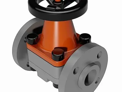 PVC Manual Diaphragm Valves - DIN Flanged Ends Free 3D model