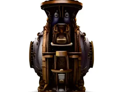 Steampunk Mechanical Vase Low-poly 3D model