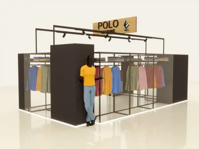 Shopping island in the shopping center  Low-poly 3D model