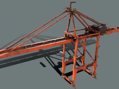 PBR Quayside Container Crane Version 1- Orange Low-poly 3D model