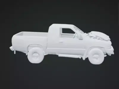 Wrecked Pickup Truck 3D Model Realistic Vehicle Scene Free 3D print model