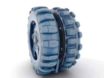 Futuristic HeavyDuty Wheel Model Pack with LED Lights Low-poly 3D model