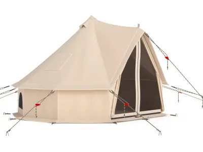 Canvas Glamping Bell Tent 3D model