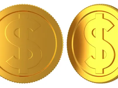 Dollar Gold Coin 01 3D model