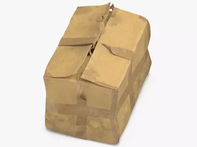 Old Damaged Dirty Cardboard Box Brown Tape 3D model
