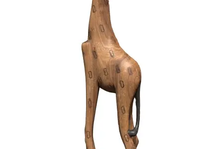 Wooden giraffe figure Free low-poly 3D model