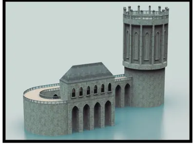 Medieval Watch Tower And Bridge Free low-poly 3D model