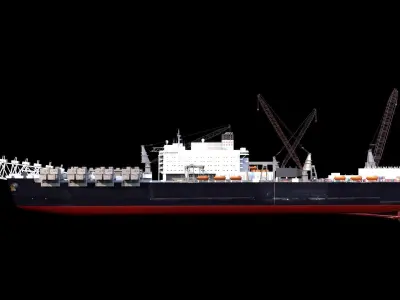 Pipelay vessel  catamaran 3D model