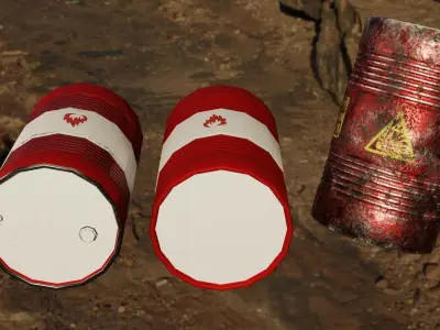 Oil Barrel Low-poly 3D model 15