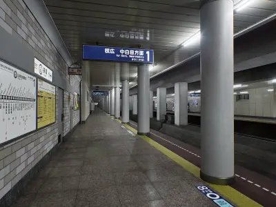 Tokyo Metro Station 02 Low-poly 3D model
