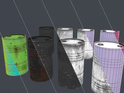  Chemical Barrel Clean and dirty Low-poly 3D model