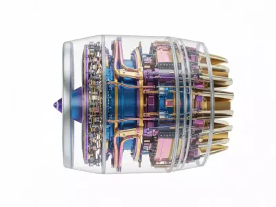 High-Tech Turbofan Jet Engine Low-poly 3D model