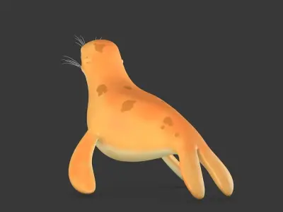 Cartoon Seal Low-poly 3D model
