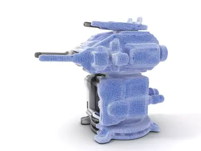 Futuristic Turret Model Pack with Advanced Features Low-poly 3D model