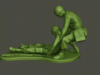 American soldiers ww2  dragging A8 3D print model