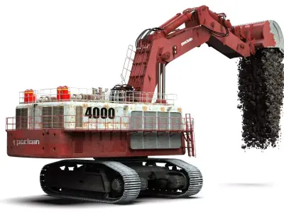 Poclain Hydraulic Shovel On Site 3D model