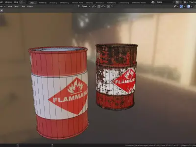 Industrial Flammable Barrel  Clean Rusty PBR 3D model