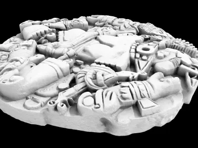 Aztec Ritual Stone Disk 3D model