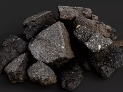 asphalt debris pile detail PBR photogrammetry Low-poly 3D model