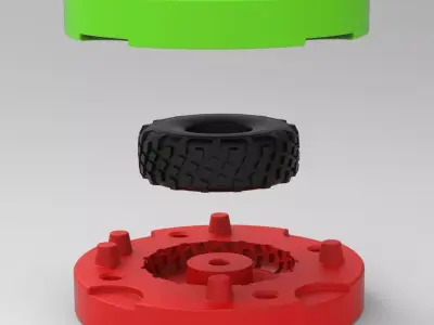 Mold for diecast military truck tire 7 Scale 1 to 25 3D print model