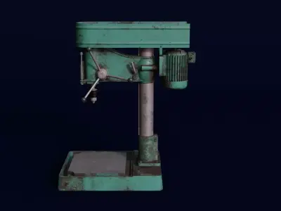 Vintage rusted NS-12 drilling machine Low-poly 3D model