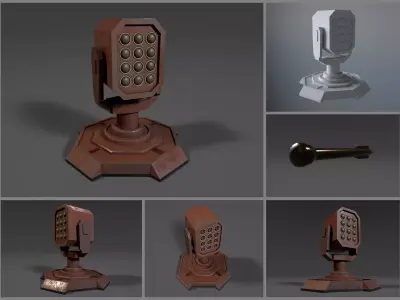 Simple stylized missile turret 4x3 Low-poly 3D model