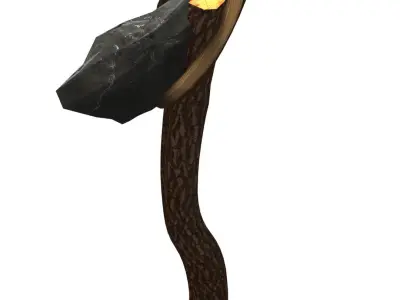 Low Poly Primal Prehistoric Old Stone Axe for Survival Games Low-poly 3D model