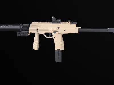 MP9 Submachine Low-poly 3D model