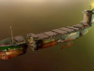 Burned and destroyed ship 3D model