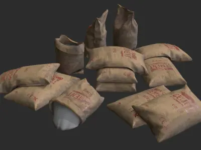 Cement Bags Assets Low-poly 3D model