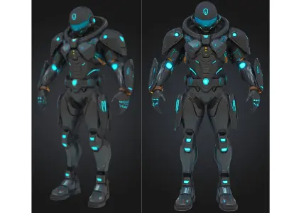 Armored Space Soldier Low-poly 3D model