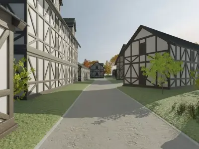 Autumn Village Aerial View 3D model
