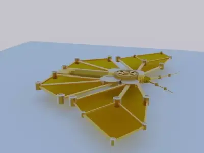 Gold and bronze mechanical moth 3D model