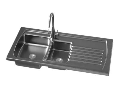  Raised Stainless Steel Kitchen Sink with Draining Board Model 