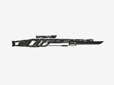 SciFi Sniper Gunblade A08 Black Camouflage - Fiction Weaponry Low-poly 3D model
