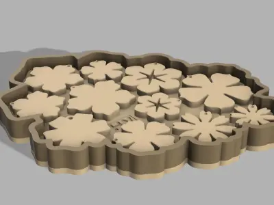 HM Flowers Jewelry Silicone Mold for Resin Casting 3D print model