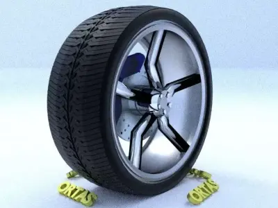 ORTAS CAR RIM 33 GAME READY RIM TIRE AND DISC 3D model