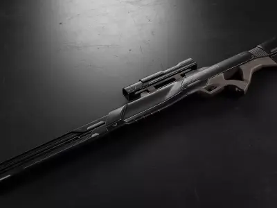 Simple sci fi sniper gun or rail gun Low-poly 3D model